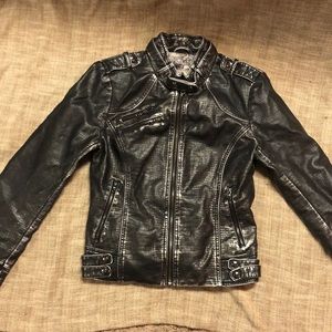 Guess faux leather distressed moto jacket
